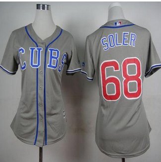 Women Cubs #68 Jorge Soler Grey Alternate Road Stitched Baseball Jersey