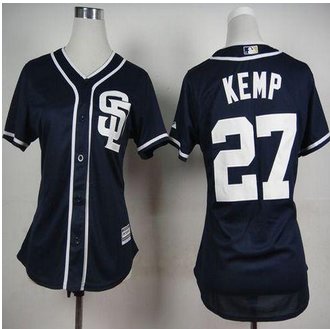 Women San Diego Padres #27 Matt Kemp Navy Blue Alternate 1 Women's Stitched Baseball jersey Women San Diego Padres #27 Matt Kemp Navy Blue Alternate 1 Women's Stitched Baseball jersey