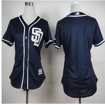 Women Padres Blank Navy Blue Alternate 1 Women's Stitched Baseball jersey Women Padres Blank Navy Blue Alternate 1 Women's Stitched Baseball jersey
