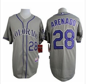 Colorado Rockies #28 Nolan Arenado Grey Cool Base Stitched Baseball Jersey