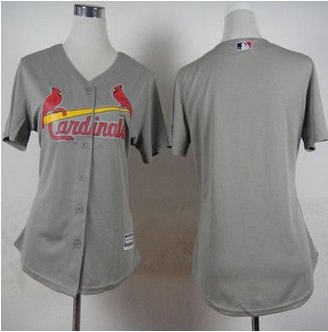 Women St. Louis Cardinals Blank Grey Road Stitched Baseball Jersey