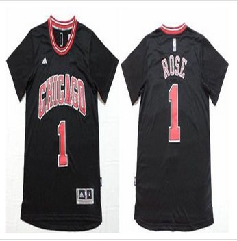 Chicago Bulls #1 Derrick Rose Black Short Sleeve Stitched NBA Jersey