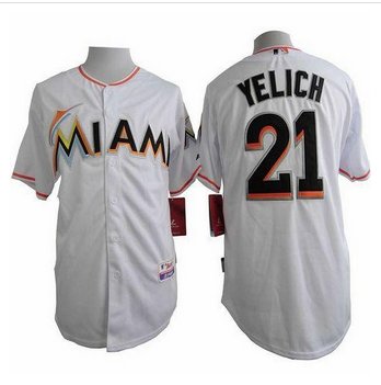 Florida Marlins #21 Christian Yelich White Cool Base Stitched Baseball Jersey