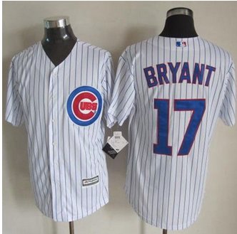 Chicago Cubs #17 Kris Bryant New White Strip Cool Base Stitched Baseball Jersey