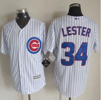 Chicago Cubs #34 Jon Lester New White Strip Cool Base Stitched Baseball Jersey
