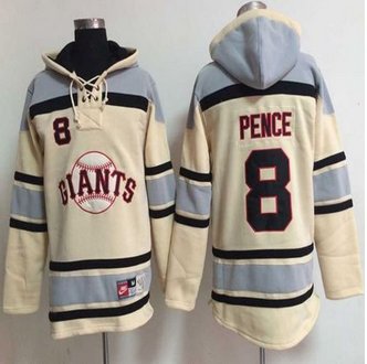 San Francisco Giants #8 Hunter Pence Cream Sawyer Hooded Sweatshirt Baseball Hoodie