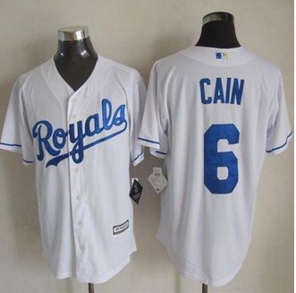 Kansas City Royals #6 Lorenzo Cain White New Cool Base Stitched Baseball Jersey