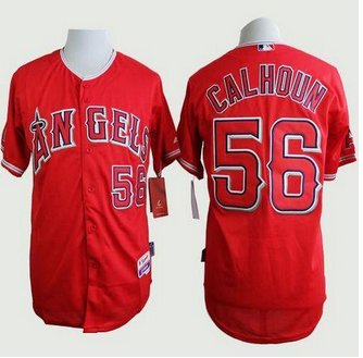 Los Angeles Angels of Anaheim #56 Kole Calhoun Red Cool Base Stitched Baseball Jersey