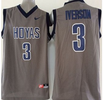 Georgetown Hoyas #3 Allen Iverson Grey Basketball Stitched NCAA Jersey