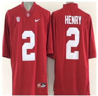 Alabama Crimson Tide #2 Derrick Henry Red SEC Patch Stitched NCAA Jersey