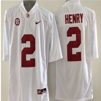 Alabama Crimson Tide #2 Derrick Henry White SEC Patch Stitched NCAA Jersey