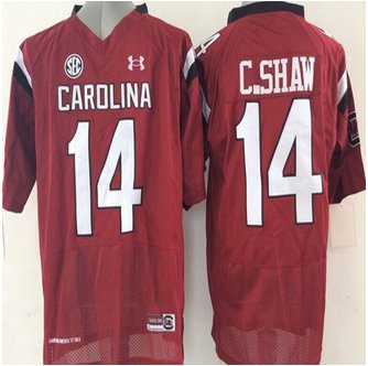South Carolina Fighting Gamecocks #14 Connor Shaw Red SEC Patch Stitched NCAA Jersey