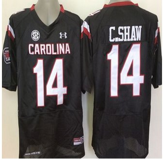 South Carolina Fighting Gamecocks #14 Connor Shaw Black SEC Patch Stitched NCAA Jersey
