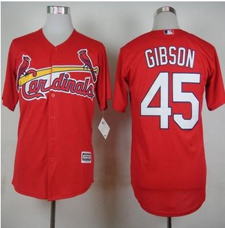 St. Louis Cardinals #45 Bob Gibson Red Cool Base Stitched Baseball Jersey