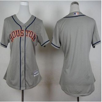 Women Houston Astros Blank Grey Road Stitched Baseball Jersey