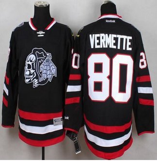 Chicago Blackhawks #80 Antoine Vermette Black(White Skull) 2014 Stadium Series Stitched NHL jersey