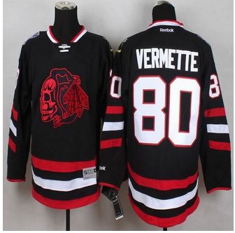 Chicago Blackhawks #80 Antoine Vermette Black(Red Skull) 2014 Stadium Series Stitched NHL jersey