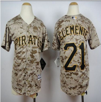 Youth Pittsburgh Pirates #21 Roberto Clemente Camo Cool Base Stitched Baseball Jersey