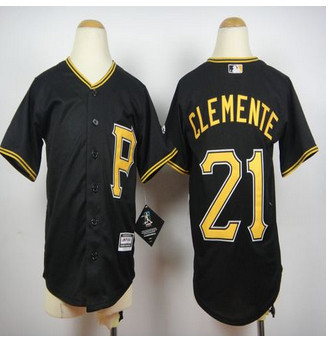 Youth Pittsburgh Pirates #21 Roberto Clemente Black Cool Base Stitched Baseball Jersey