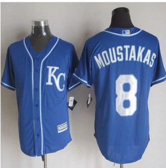 Kansas City Royals #8 Mike Moustakas Blue Alternate 2 New Cool Base Stitched Baseball Jersey