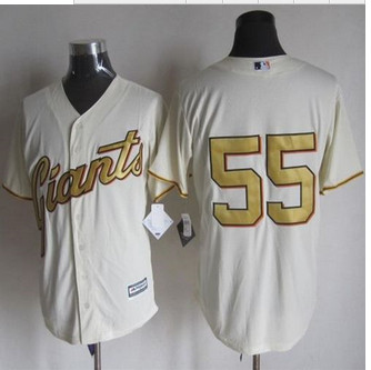 San Francisco Giants #55 Tim Lincecum Cream(Gold No.) New Cool Base Stitched Baseball Jersey