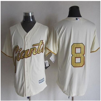 San Francisco Giants #8 Hunter Pence Cream(Gold No.) New Cool Base Stitched Baseball Jersey