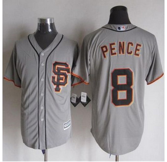 San Francisco Giants #8 Hunter Pence Grey Road 2 New Cool Base Stitched Baseball Jersey