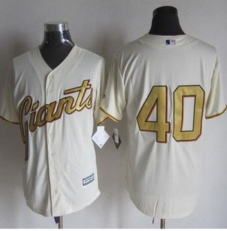 San Francisco Giants #40 Madison Bumgarner Cream(Gold No.) New Cool Base Stitched Baseball Jersey San Francisco Giants #40 Madison Bumgarner Cream(Gold No.) New Cool Base Stitched Baseball Jersey