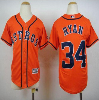 Youth Houston Astros #34 Nolan Ryan Orange Cool Base Stitched Baseball Jersey