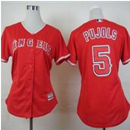 Women Los Angeles Angels of Anaheim #5  Albert  Pujols RED Alternate Stitched Baseball Jersey