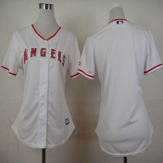Women Los Angeles Angels of Anaheim Blank White Fashion Stitched Baseball Jersey
