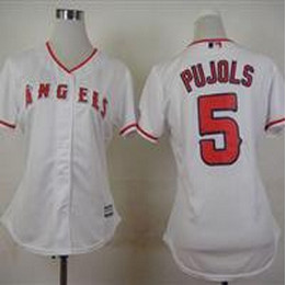 Women Los Angeles Angels of Anaheim #5  Albert  Pujols  White Fashion jerseys