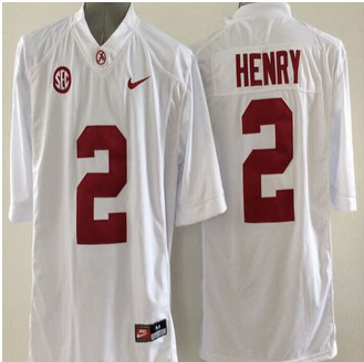 Alabama Crimson Tide #2 Derrick Henry White SEC Patch Stitched NCAA Jersey