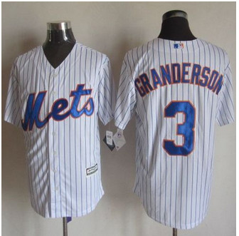 New York Mets #3 Curtis Granderson White(Blue Strip) New Cool Base Stitched Baseball Jersey