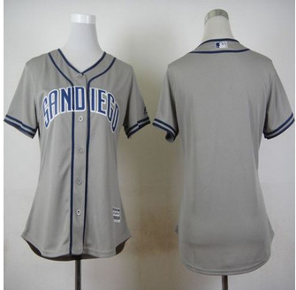 Women San Diego Padres Blank Grey Road Stitched Baseball Jersey