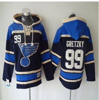 St Louis Blues #99 Wayne Gretzky Navy Blue Sawyer Hooded Sweatshirt Stitched NHL Jersey St Louis Blues #99 Wayne Gretzky Navy Blue Sawyer Hooded Sweatshirt Stitched NHL Jersey