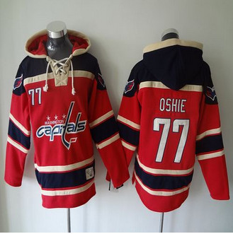 Washington Capitals #77 T.J Oshie Red Sawyer Hooded Sweatshirt Stitched NHL Jersey