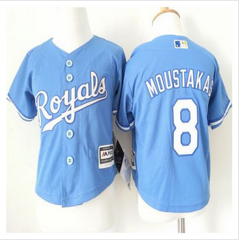 Toddler Kansas City Royals #8 Mike Moustakas Light Blue Alternate 1 Cool Base Stitched Baseball Jersey