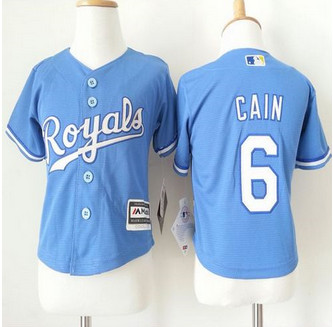 Toddler Kansas City Royals #6 Lorenzo Cain Light Blue Alternate 1 Cool Base Stitched Baseball Jersey Toddler Kansas City Royals #6 Lorenzo Cain Light Blue Alternate 1 Cool Base Stitched Baseball Jersey