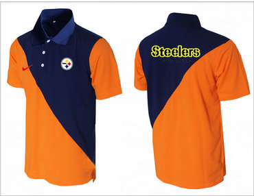 Pittsburgh Steelers orange &Blue Team Issue Performance Polo