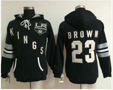 Women Los Angeles Kings #23 Dustin Brown Black Old Time Heidi Hoodie