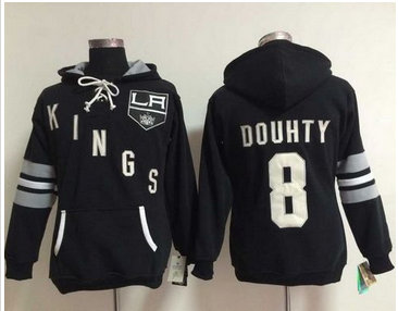 Women Los Angeles Kings #8 Drew Doughty Black Old Time Heidi Hoodie