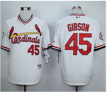 St. Louis Cardinals #45 Bob Gibson White 1982 Turn Back The Clock Stitched Baseball Jersey