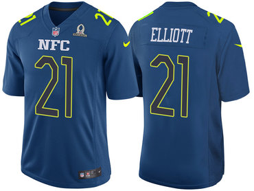 2017 Pro Bowl NFC Dallas Cowboys 21 Ezekiel Elliott Navy Stitched NFL  Custom Game Jersey