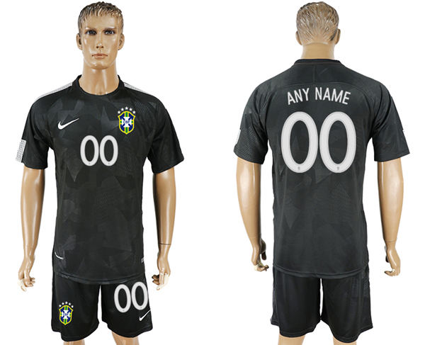 2018 World Cup  Men Brazil Home Long Sleeves Customized Soccer Country Jersey