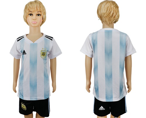 2018 World Cup Argentina Blank Home Kid Soccer Country Jersey