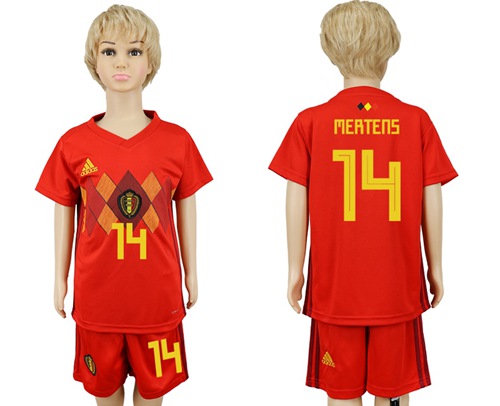 2018 World Cup Belgium #14 Mertens Red Home Kid Soccer Country Jersey
