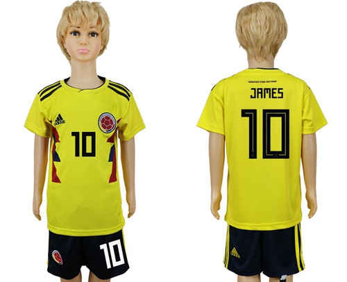 2018 World Cup Colombia #10 James Home Kid Soccer Country Jersey