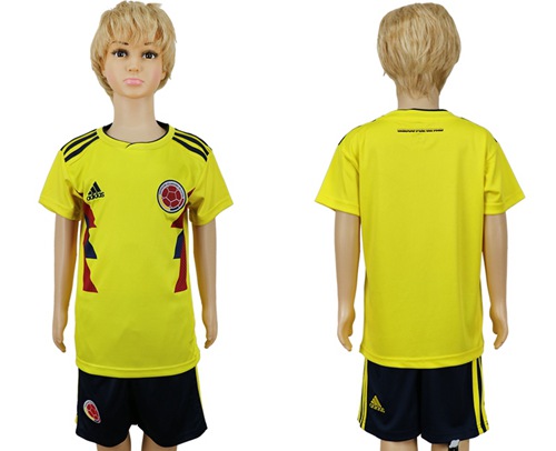 2018 World Cup Colombia Blank Home Kid Soccer Country Jersey