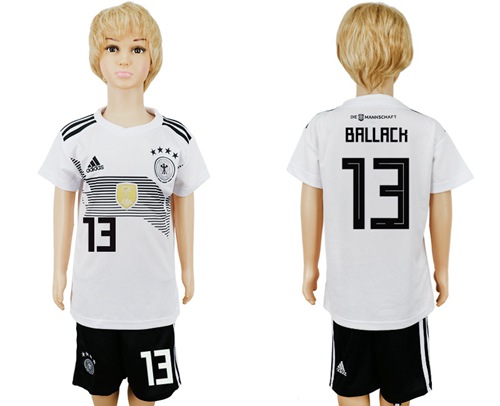 2018 World Cup Germany #13 Ballack White Home Kid Soccer Country Jersey